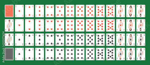 playing cards full set isolated on Green background