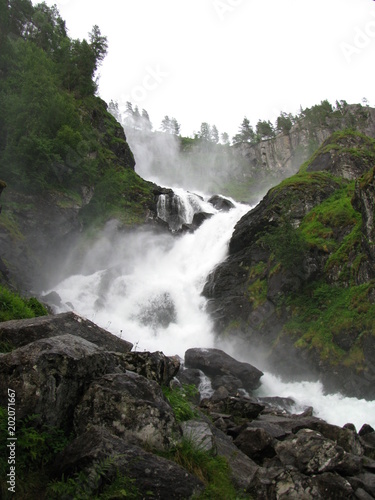 Norwegian scenic waterfall