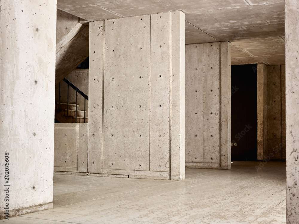 Concrete walls in empty building