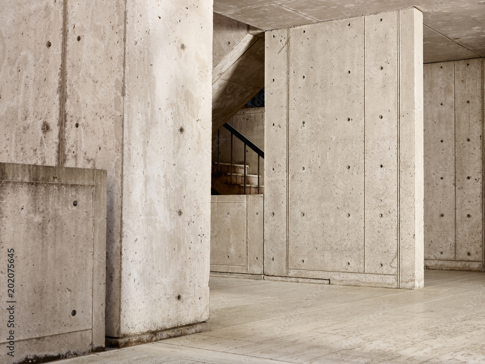 Concrete walls in empty building