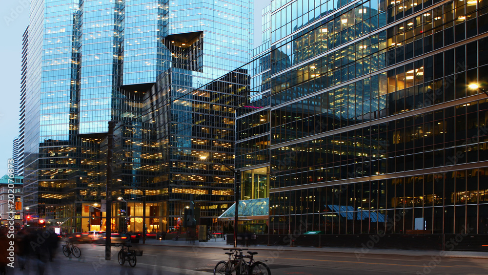 Night scene of Toronto business district