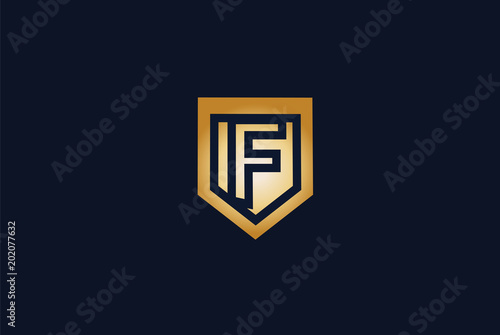Modern Letter F Shield Logo Design Template.