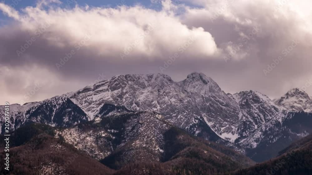 View towards Giewont Peak in Polish Tatra Mountains - Time Lapse Video 50 fps View towards Giewont Peak in Polish Tatra Mountains - Time Lapse Video 50 fps
