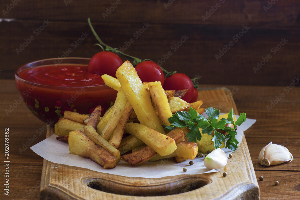 appetizing golden hot french fries in rural appetizing golden hot french fries in rural