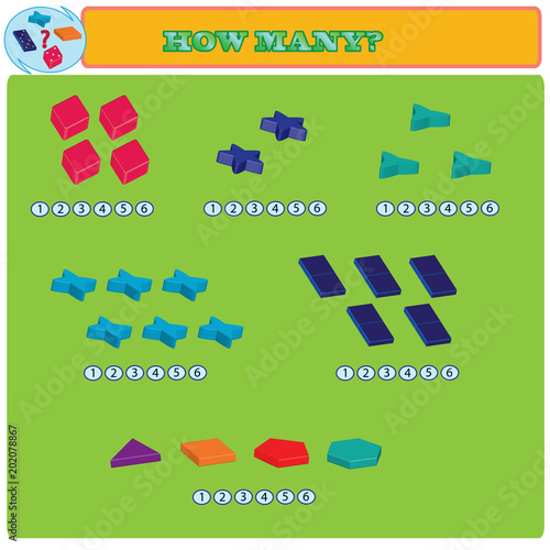 Logical task. How many figures in each group? Vector illustration