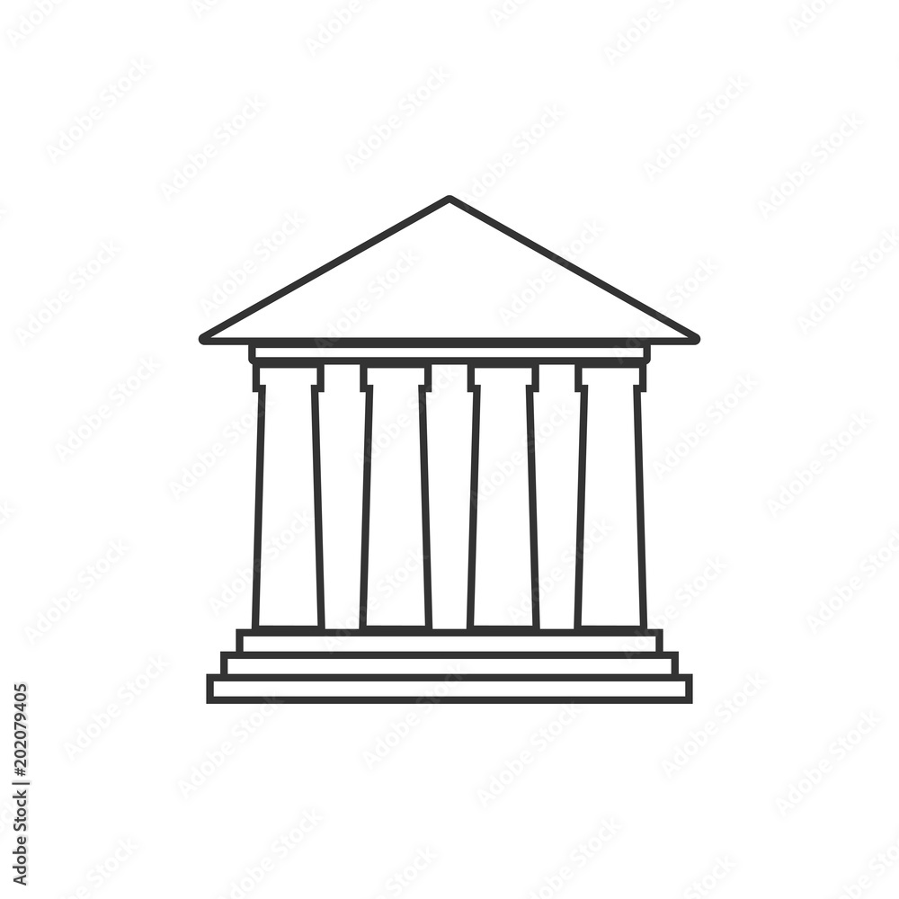 Court, bank building icon. Vector illustration, flat design.