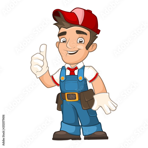 Worker in overalls