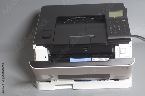 Laser color printer on gray background