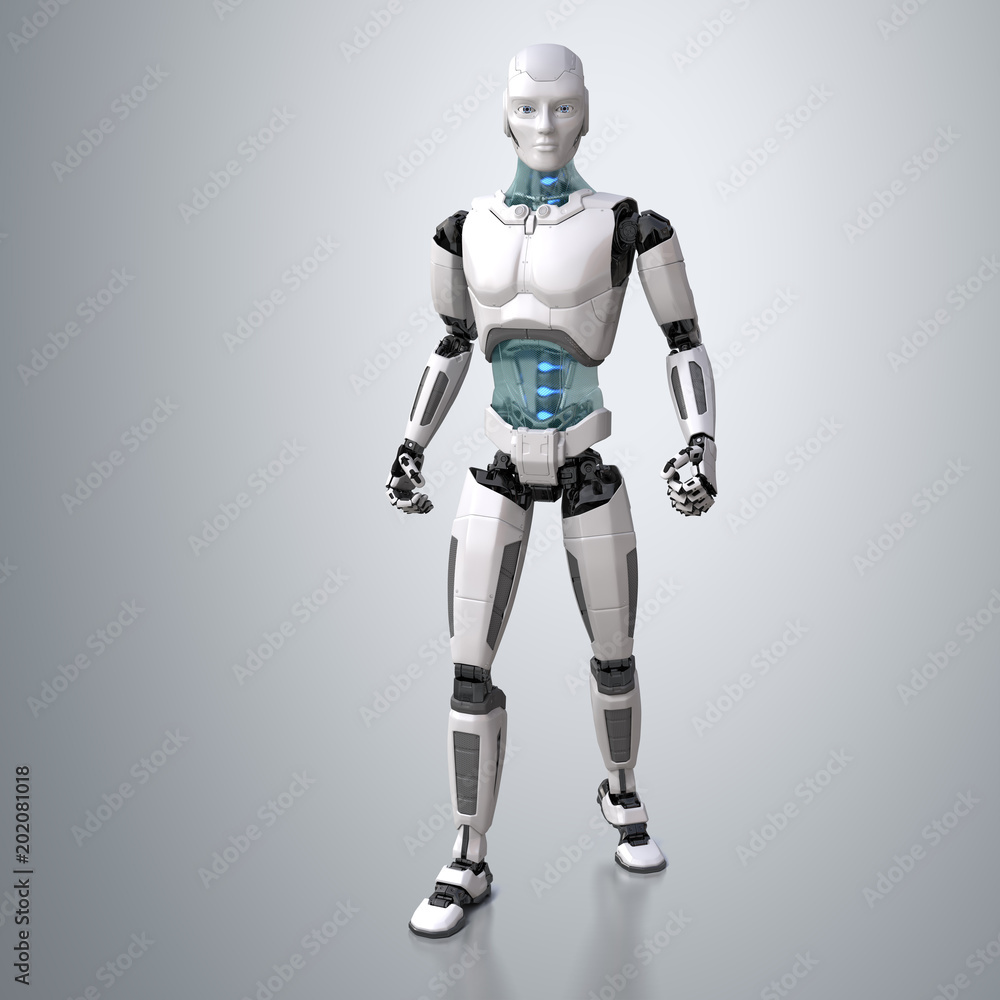 Robot android posing Stock Illustration | Adobe Stock