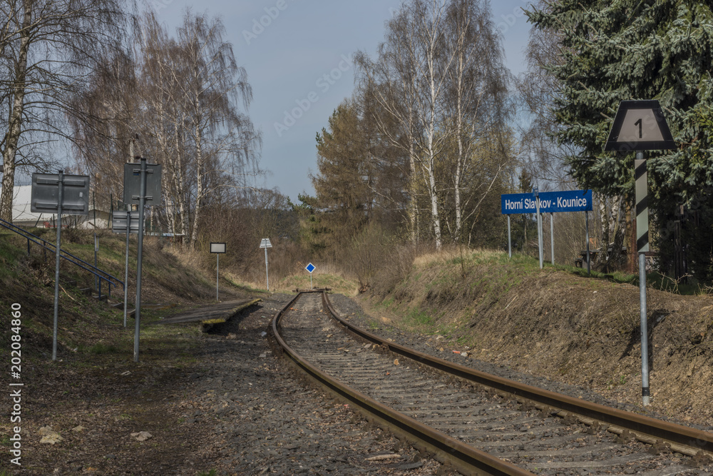 Fototapeta premium Railroad track near Horni Slavkov town