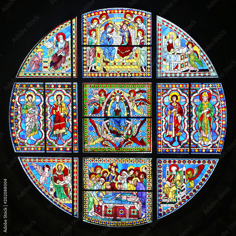 Stained-glass window of Siena Cathedral, Italy Stained-glass window of Siena Cathedral, Italy