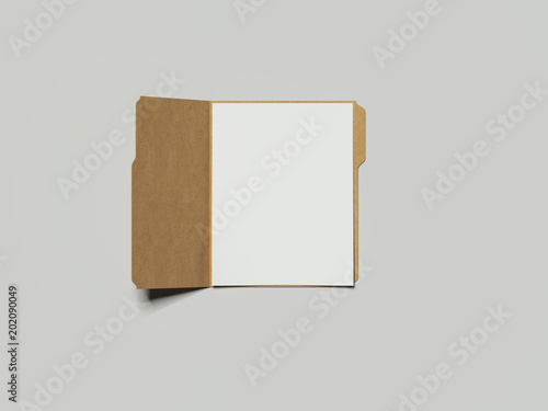 Cardboard folder with papers, 3d rendering