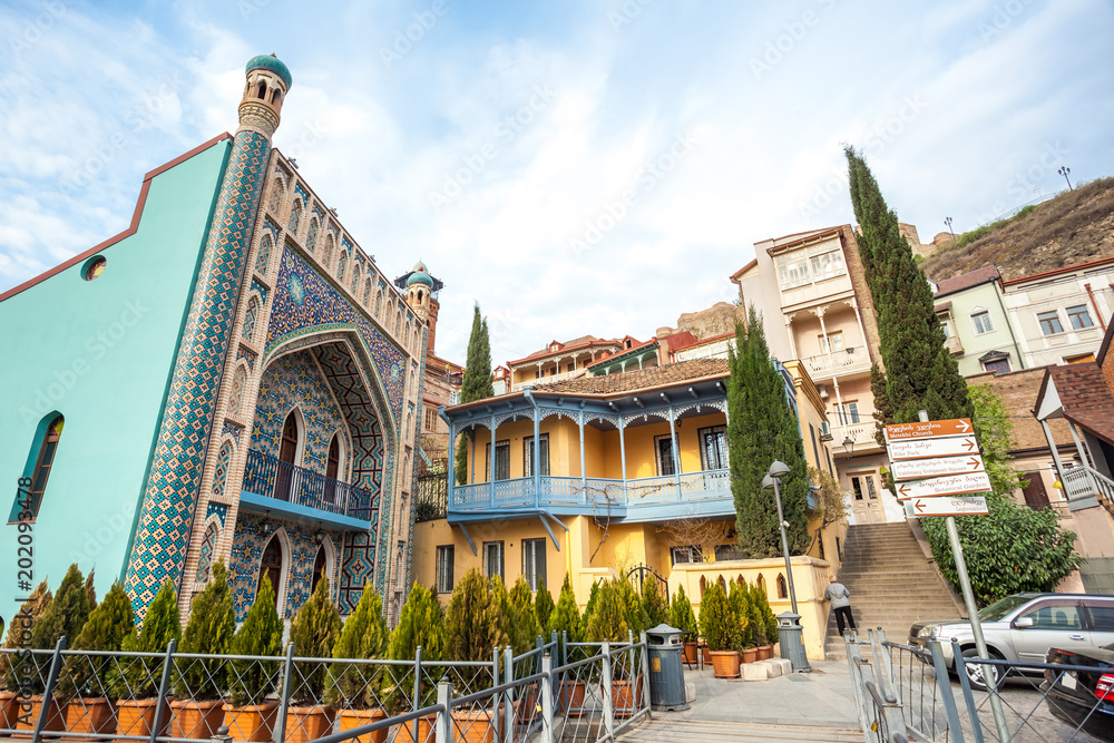 Exterior of public bath in Abanotubani district in Tbilisi, a fine example of islamic architectural style