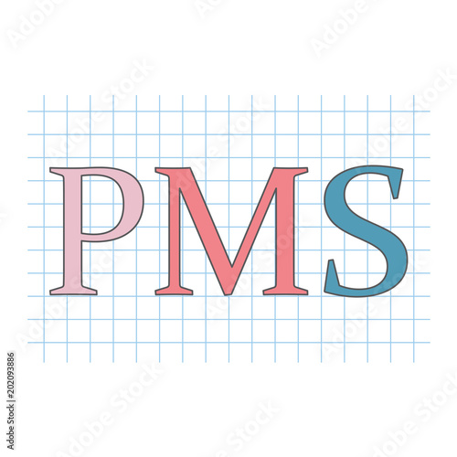 PMS (Premenstrual Syndrome) acronym on checkered paper sheet- vector illustration