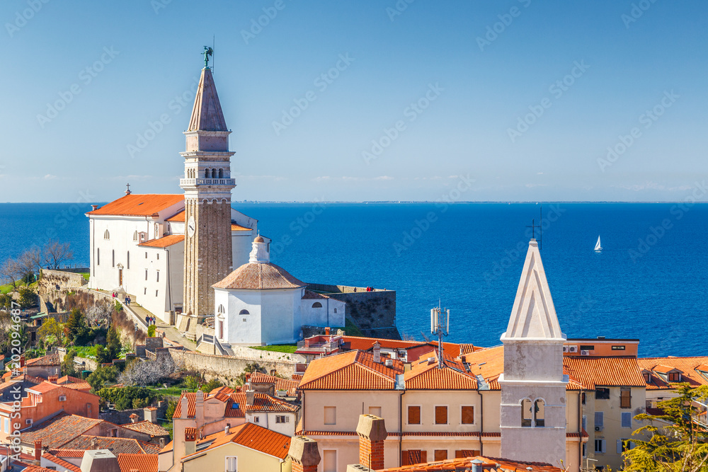 Piran town on Adriatic sea, one of major tourist attractions in Slovenia, Europe.