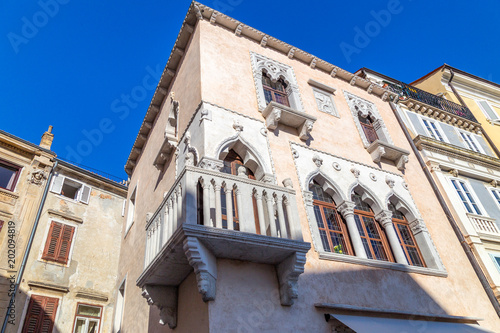 Buildings of Piran town on Adriatic sea, one of major tourist attractions in Slovenia, Europe.