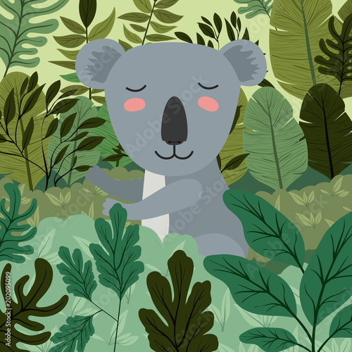 koala in the forest scene vector illustration design