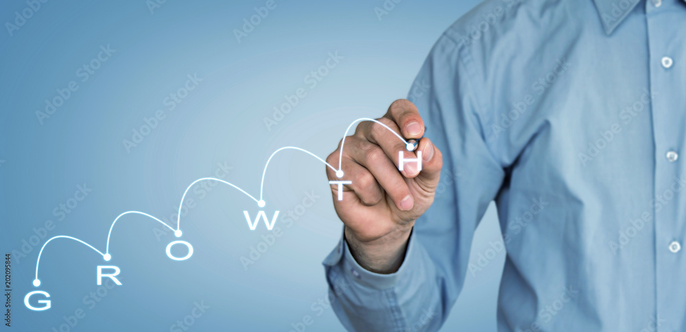 Man with financial chart. Growth concept Man with financial chart. Growth concept