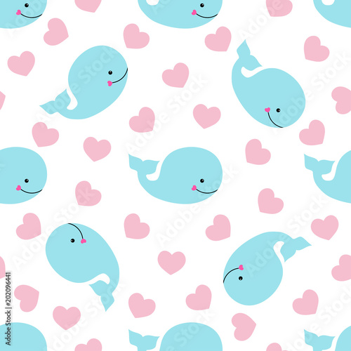 pattern with whale and hearts