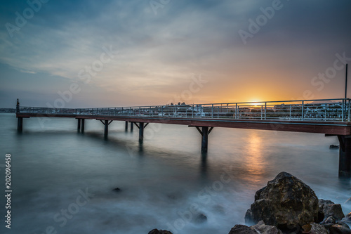 Long Exposure of a Pier at Sunset.