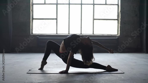 Sportive girl yoga training