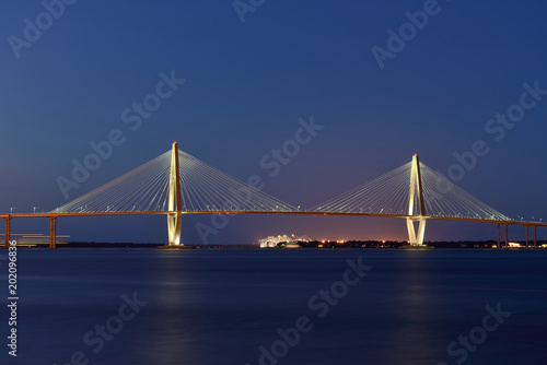 Arthur Ravenel Jr. Bridge - Night view of Arthur Ravenel Jr. Bridge, Charleston, South Carolina.