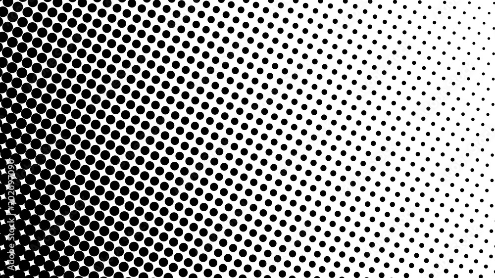 Vecteur Stock Gradient Halftone Dots Background Diagonal Vector Illustration Black White Dots 