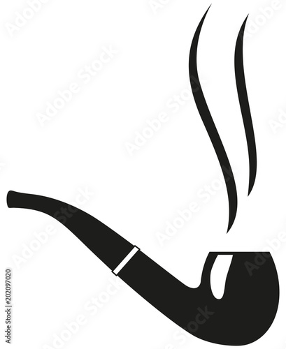 Black and white smoking tobacco pipe silhouette