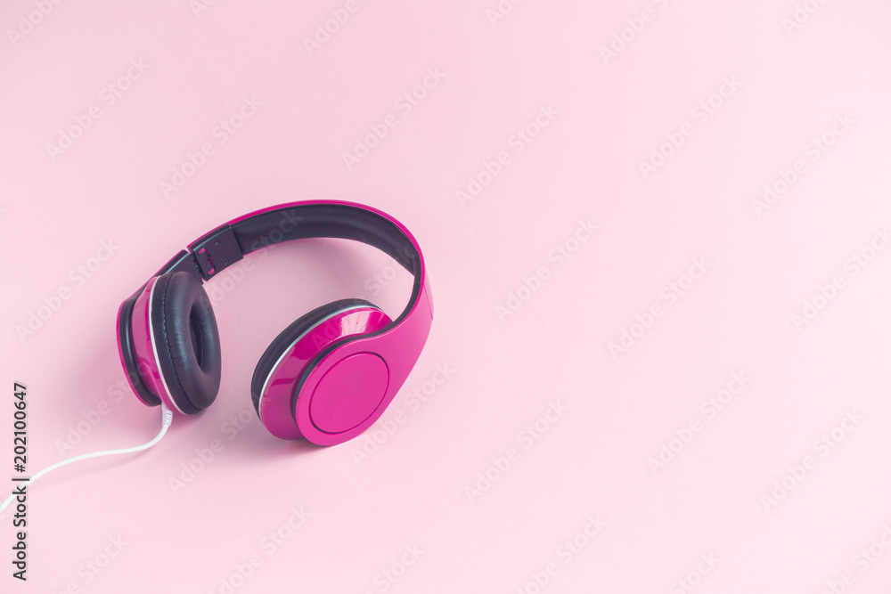 Headphones minimal music creative concept Headphones minimal music creative concept