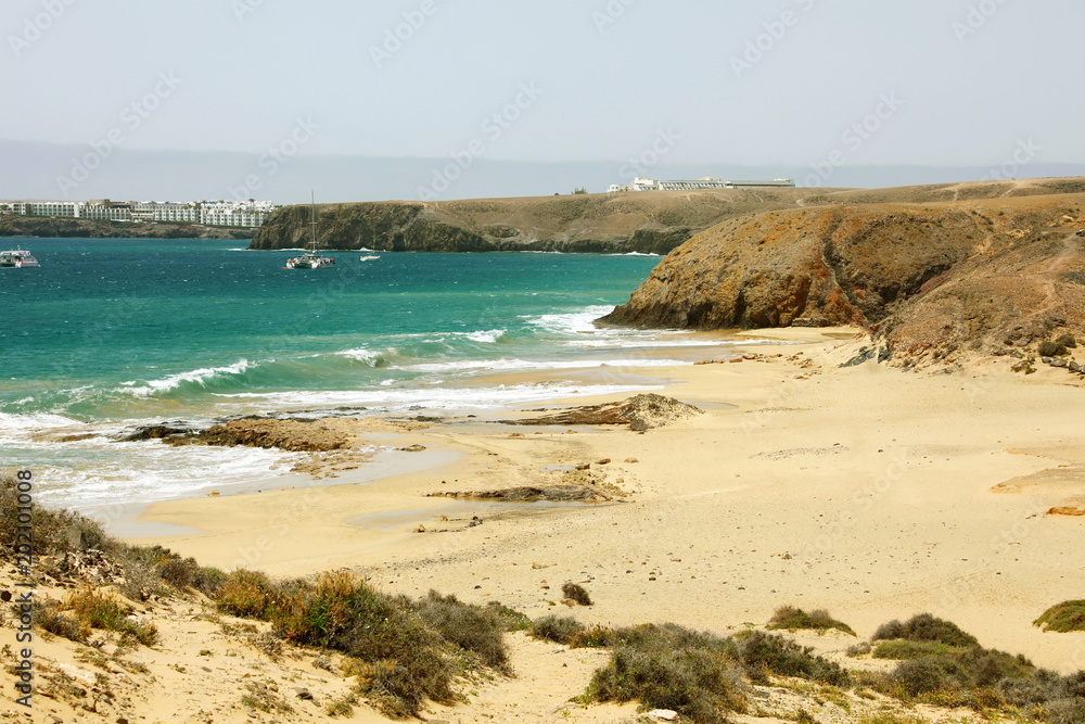 Wild beach in Costa del Rubicon, Lanzarote, Canary Islands