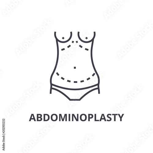 abdominoplasty thin line icon, sign, symbol, illustation, linear concept vector 