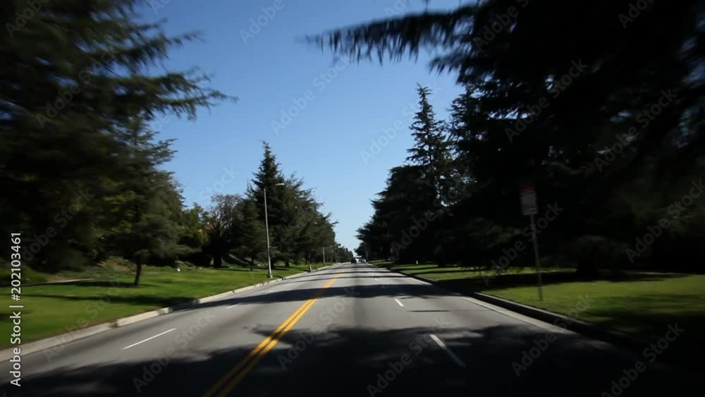 Driving on Los Feliz Boulevard, Hollywood Driving on Los Feliz Boulevard, Hollywood