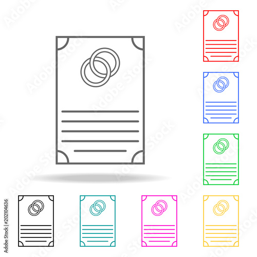 marriage contract icon. Elements of romance in multi colored icons. Premium quality graphic design icon. Simple icon for websites, web design, mobile app, info graphics