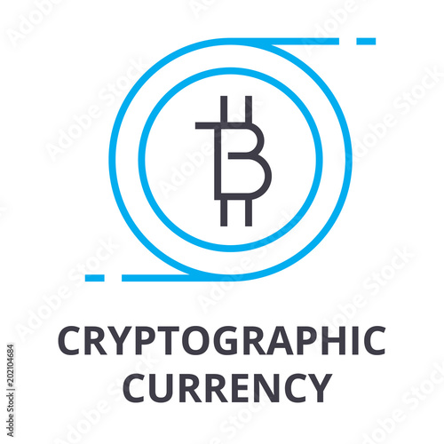 cryptographic currency thin line icon, sign, symbol, illustation, linear concept vector 
