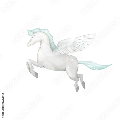 Pegasus digital clip art fly pegasus drawing poni fly horse illustration magic unicorn on white background
