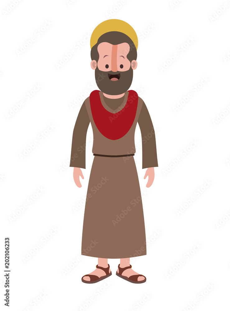 apostle of Jesus with halo character vector illustration design