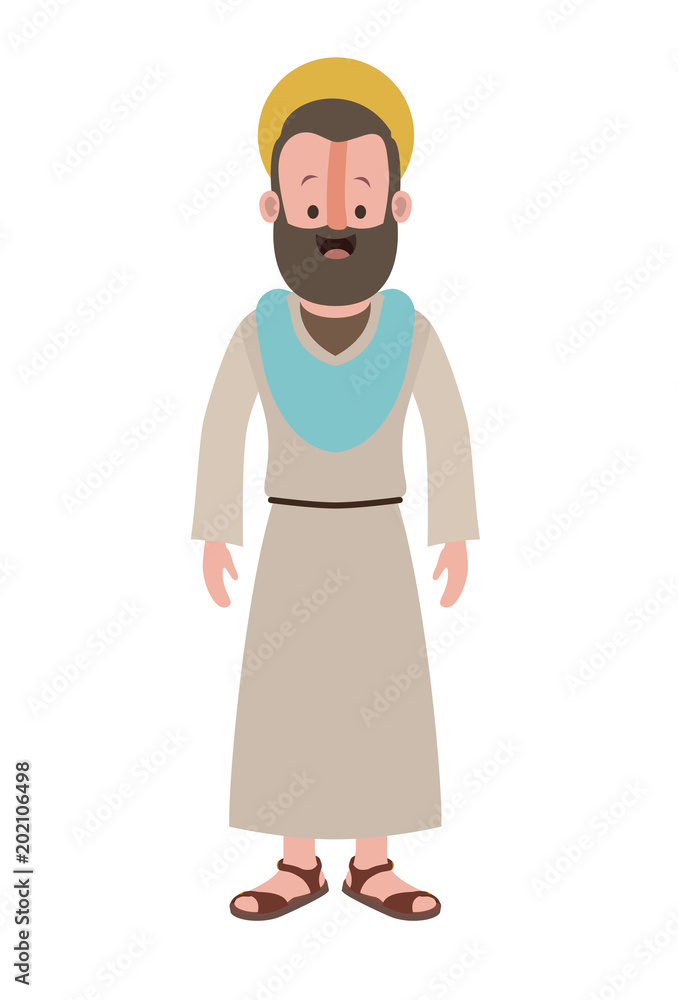 apostle of Jesus with halo character vector illustration design