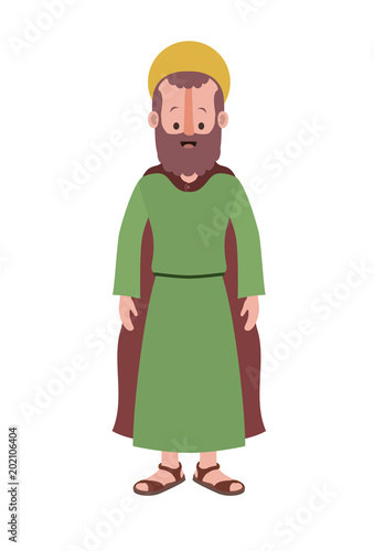 apostle of Jesus with halo character vector illustration design