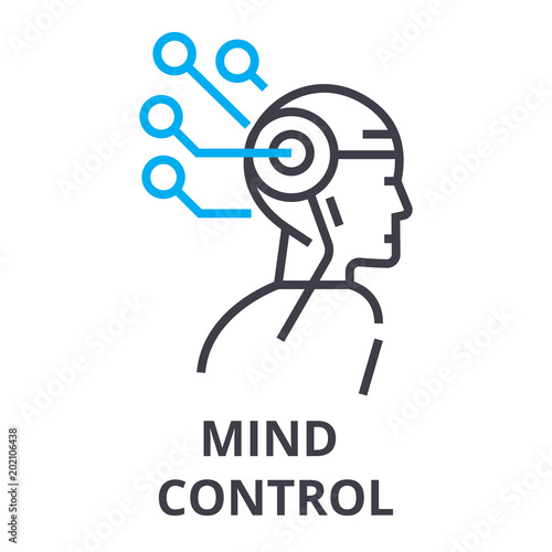 mind control thin line icon, sign, symbol, illustation, linear concept vector 