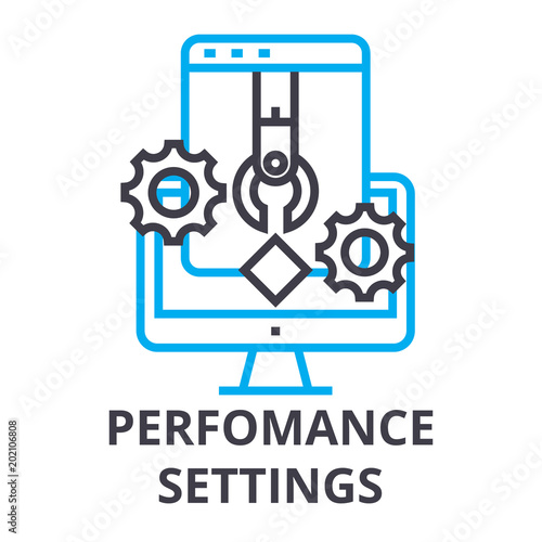 perfomance settings thin line icon, sign, symbol, illustation, linear concept vector 