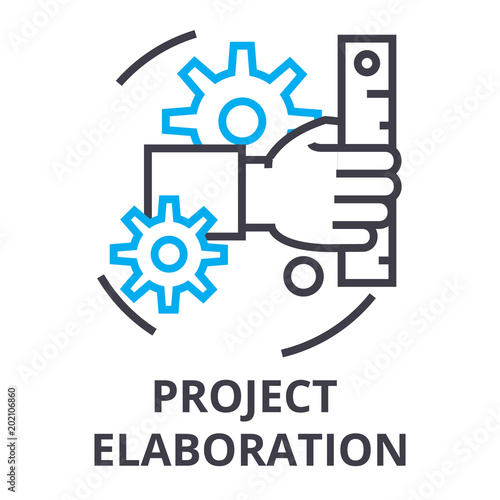 project elaboration thin line icon, sign, symbol, illustation, linear concept vector 