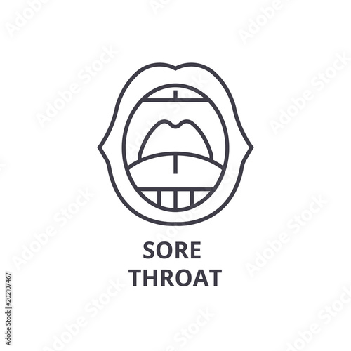 sore throat thin line icon, sign, symbol, illustation, linear concept vector 