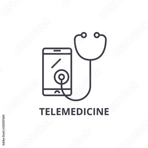 telemedicine thin line icon, sign, symbol, illustation, linear concept vector 