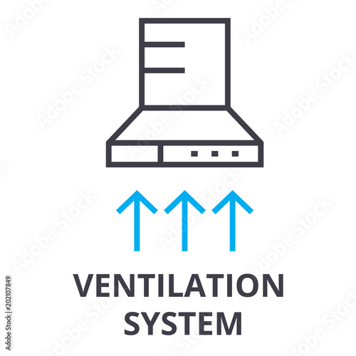 ventilation system thin line icon, sign, symbol, illustation, linear concept vector 
