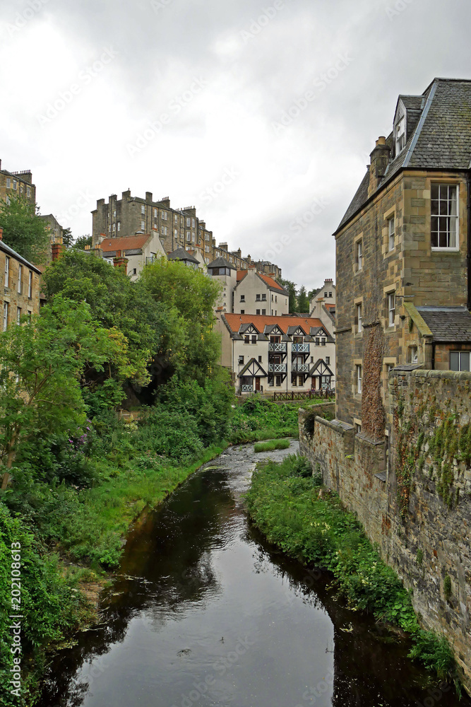 Dean Village along the river Water of  Leith in Edinburgh, SCOTLAND.