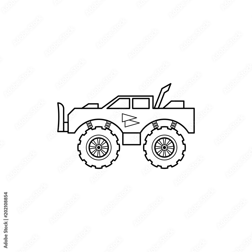 bigfoot car illustration. Element of extreme races for mobile concept and web apps. Thin line bigfoot car illustration can be used for web and mobile. Premium icon