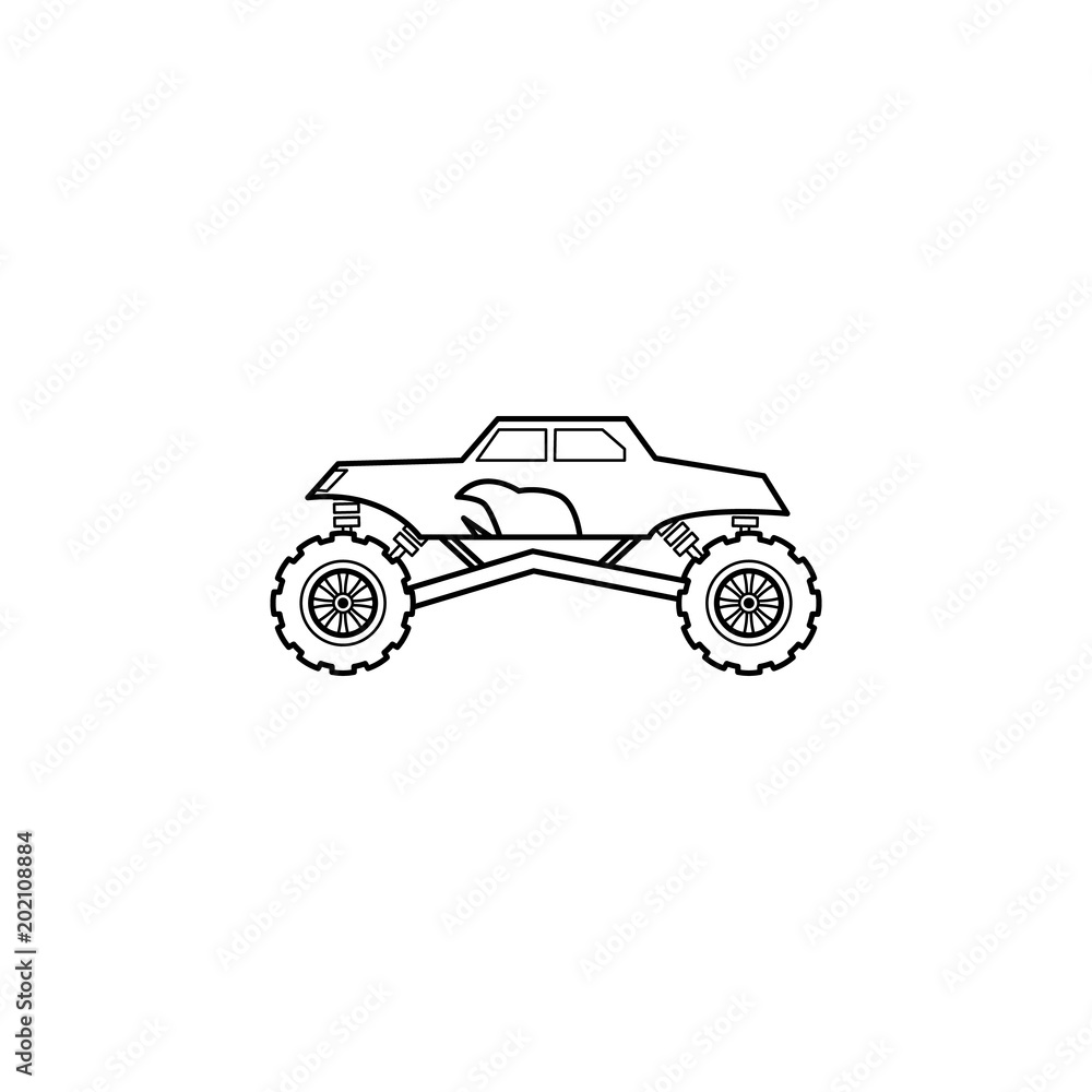 off road racing car illustration. Element of extreme races for mobile concept and web apps. Thin line off road racing car illustration can be used for web and mobile. Premium icon