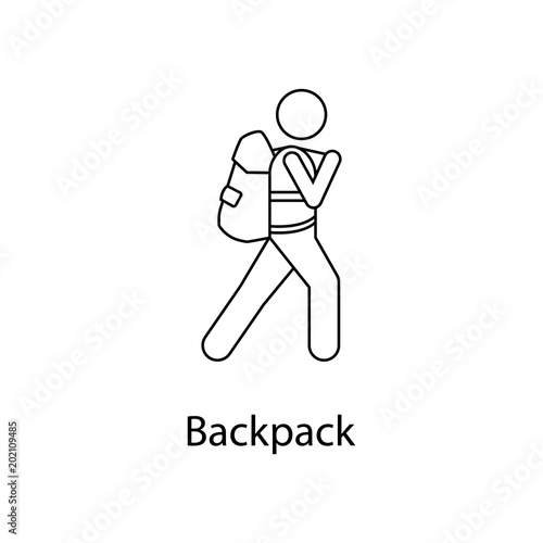 man with backpack illustration. Element of a person carries for mobile concept and web apps. Thin line man with backpack illustration can be used for web and mobile. Premium icon