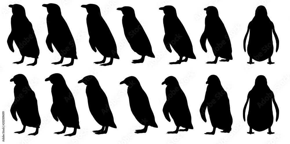 ペンギン シルエット 立っている 歩く Stock ベクター Adobe Stock