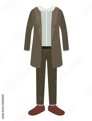 elegant clothes of old man with coat vector illustration design